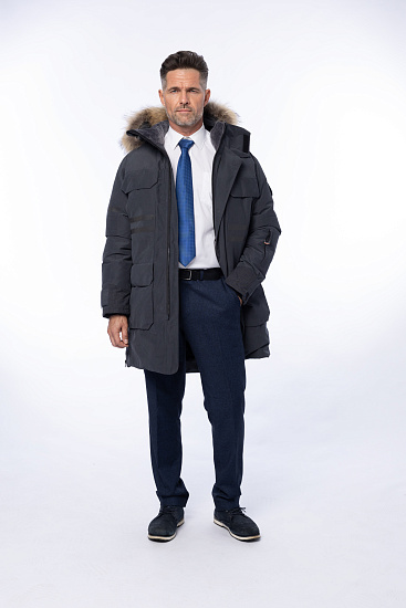 Зимняя пуховая Premium куртка-парка Brodeks KW233, т.серый