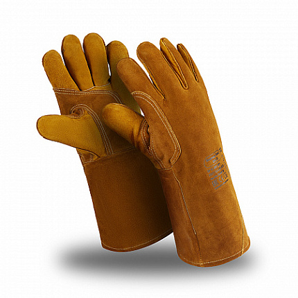 Краги Флагман Люкс, (SPL-75),спилковые, нить Kevlar, длина 410 мм
