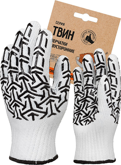 Перчатки х/б с ПВХ Стрела, 105 гр, бело/черная,  КЯ