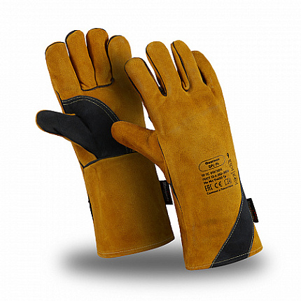 Краги Флагман, (SPL-74), спилковые, нить Kevlar, длина 360 мм