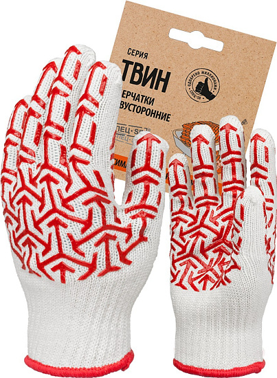 Перчатки х/б с ПВХ Стрела, 105 гр, бело/красная,  КЯ