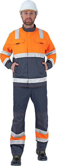 Костюм РЕФЛЕКТ-2, Со - 3-ий класс защиты, флуоресцентный оранжевый-серый
